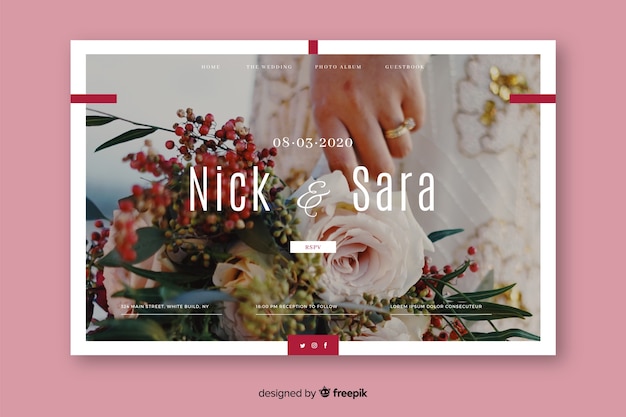 Wedding landing page with photo