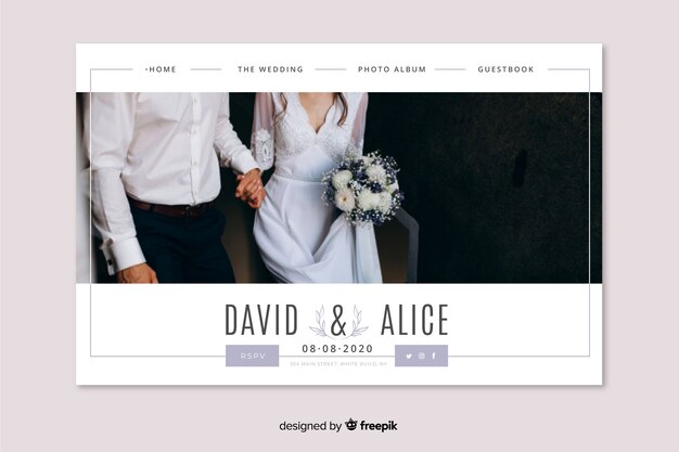 Wedding landing page with photo