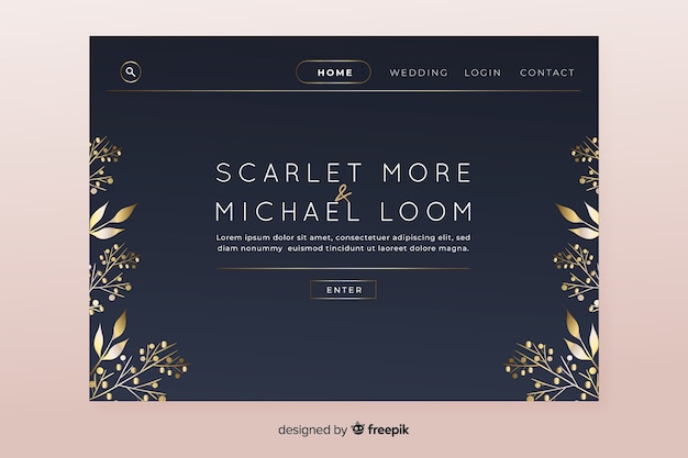 Free vector wedding landing page