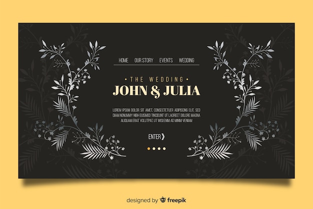 Free Vector wedding landing page