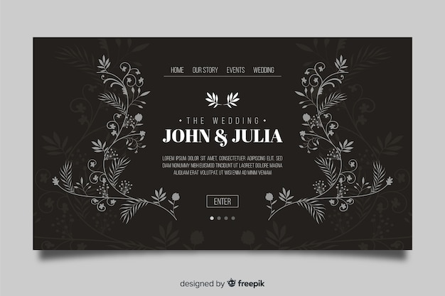 Free Vector wedding landing page