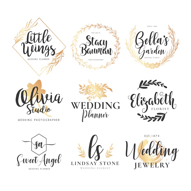 Free vector wedding logo collection