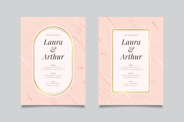 Wedding marble card template concept