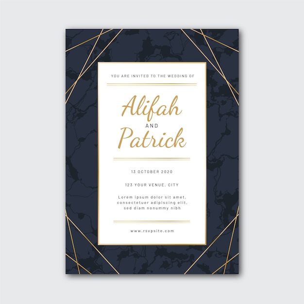 Wedding marble card template