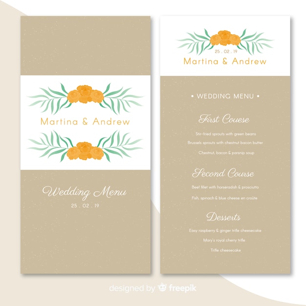 Wedding menu template