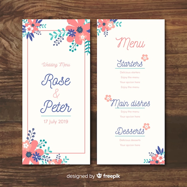 Wedding menu template