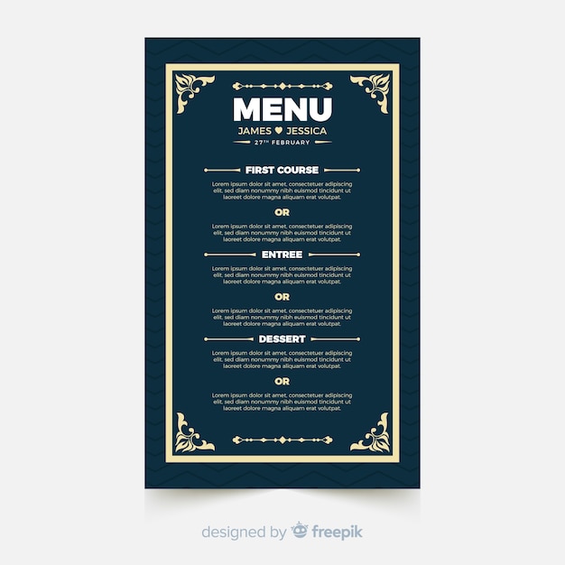 Wedding menu template