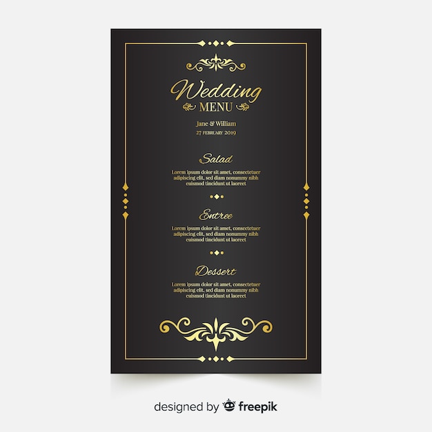 Wedding menu template