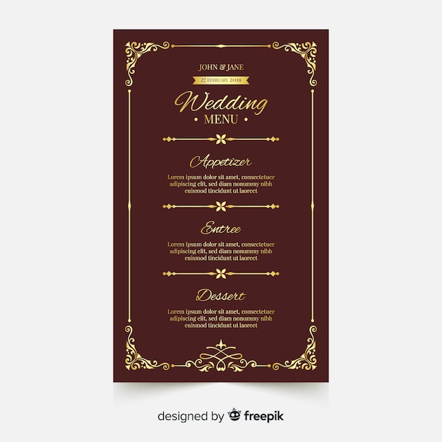 Wedding menu template