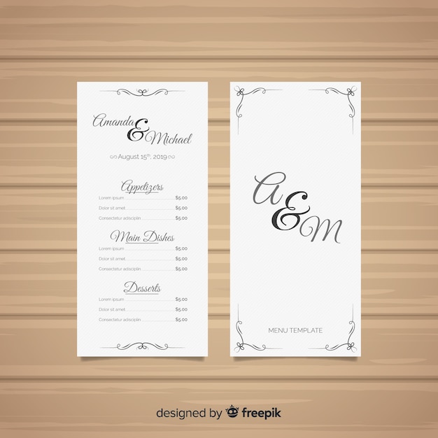 Wedding menu template