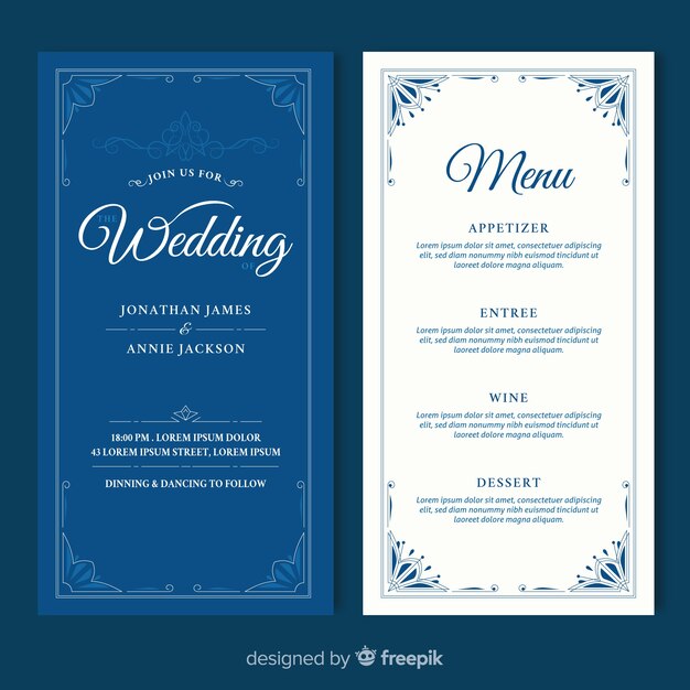 Wedding menu template