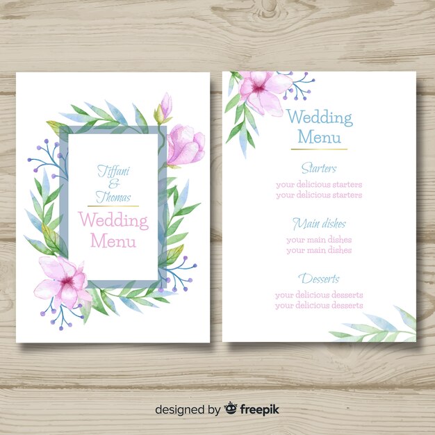 Wedding menu template