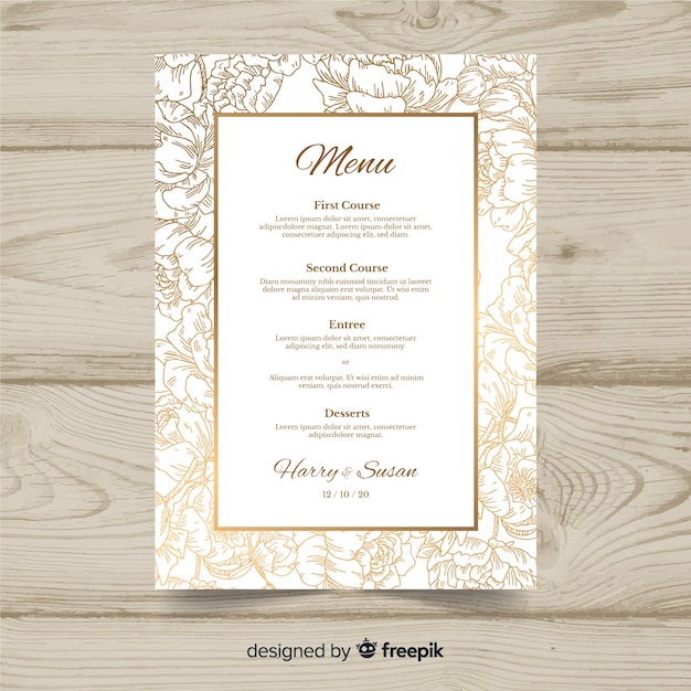 Wedding menu template