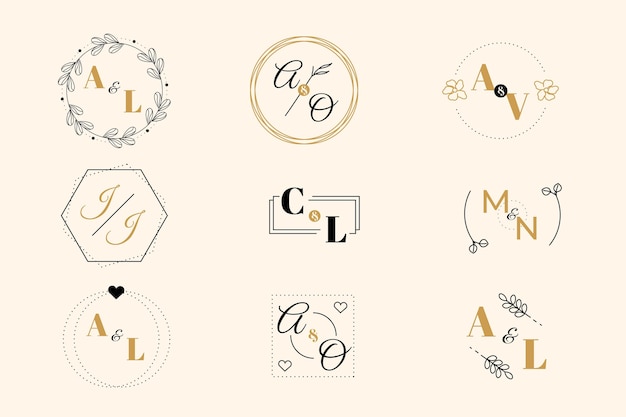 Wedding monogram logo collection