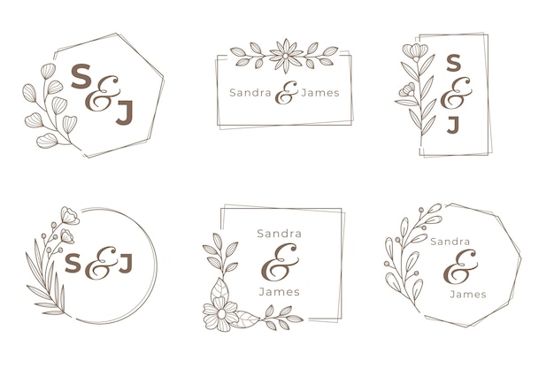 Wedding monogram logo set