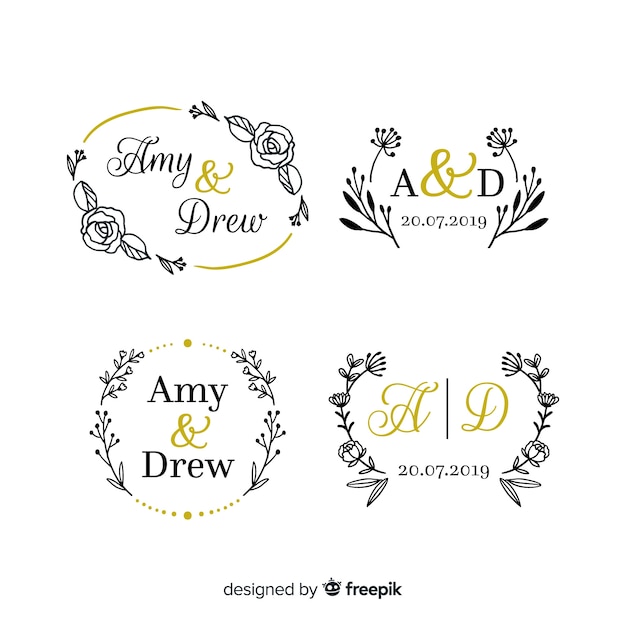 Wedding monogram logo templates collection