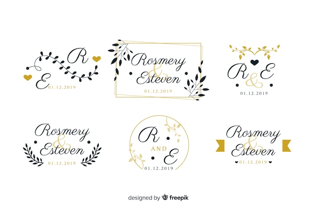 Wedding monogram logo templates collection