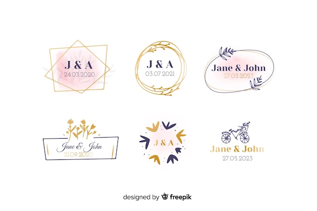 Free Vector wedding monogram logo templates collection