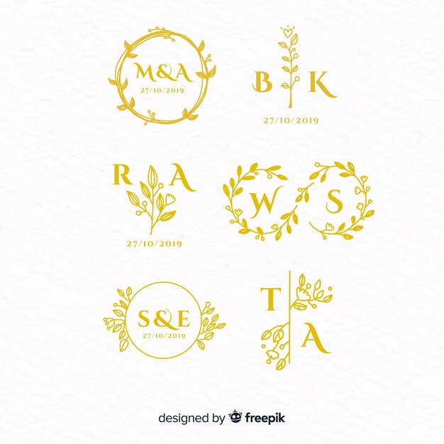 Wedding monogram logo templates collection