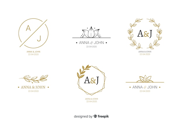 Wedding monogram logo templates collection