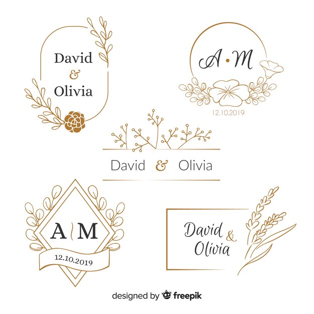 Wedding monogram logos template collection