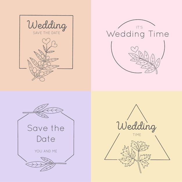 Free vector wedding monograms in pastel colors pack