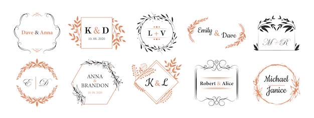 Free Vector wedding monograms set