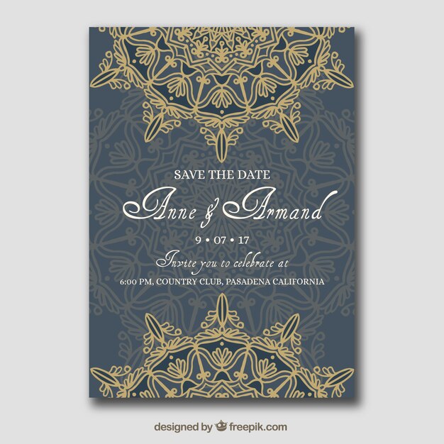 Wedding ornamental card with mandala