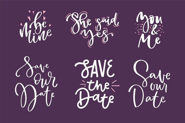 Wedding ornamental lettering set