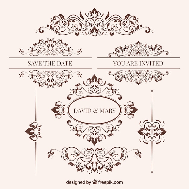 Free vector wedding ornaments collection to decorate