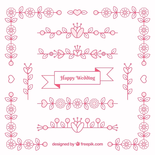 Free vector wedding ornaments collection in flat design