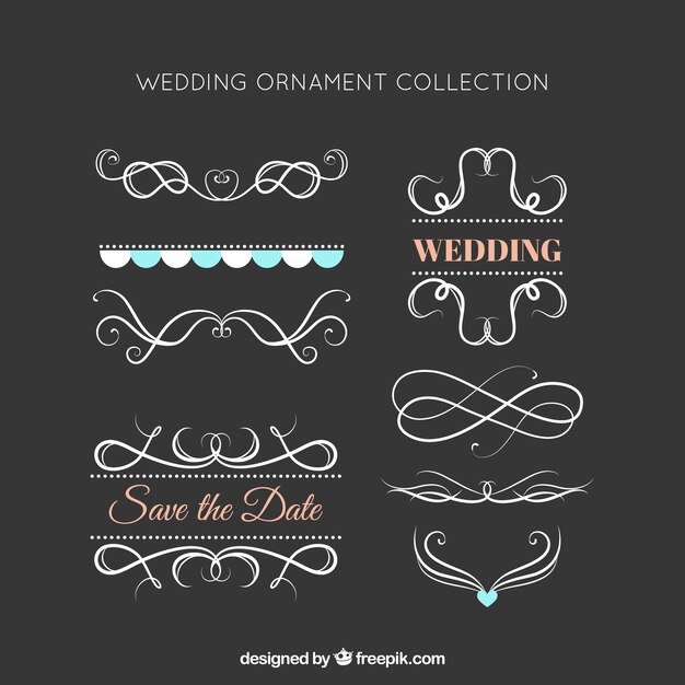 Wedding ornaments collection with flowers