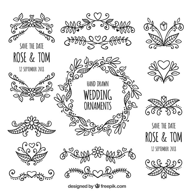 Wedding ornaments with retro style