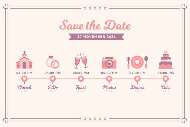 Free Vector wedding pink timeline in lineal style