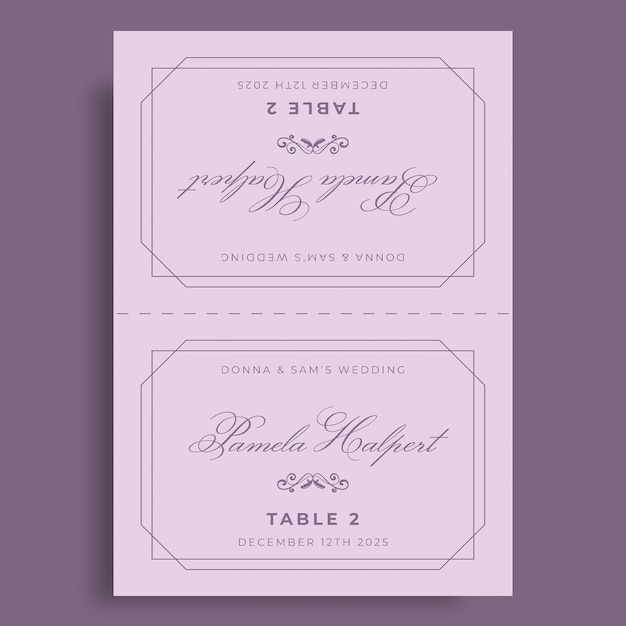 Free vector wedding planner place card design