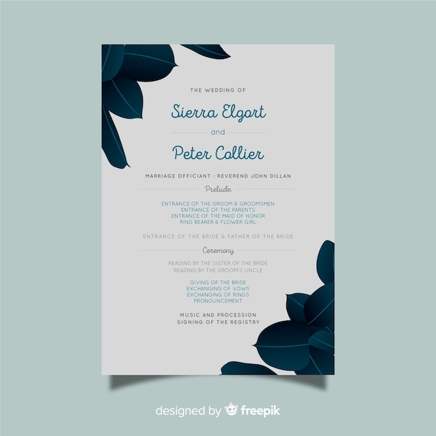 Free Vector wedding program 