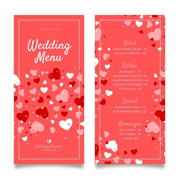 Wedding restaurant menu template