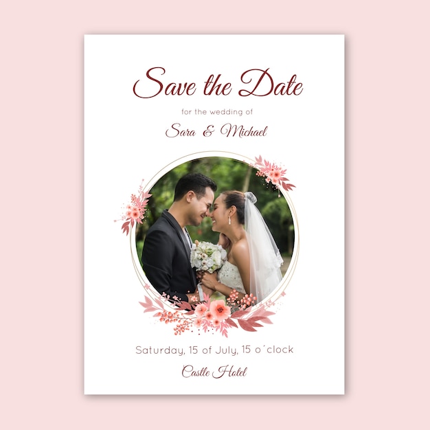 Wedding save the date invitation with photo