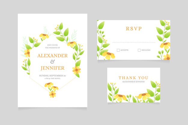 Wedding stationery design with flowers