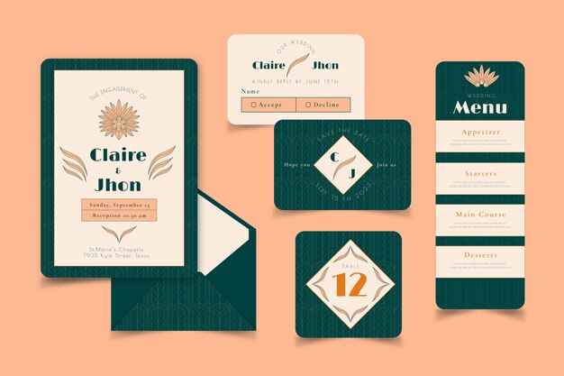 Wedding stationery pack template design