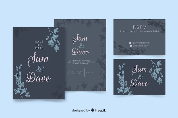 Wedding stationery template in flat design