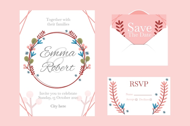 Wedding stationery template set