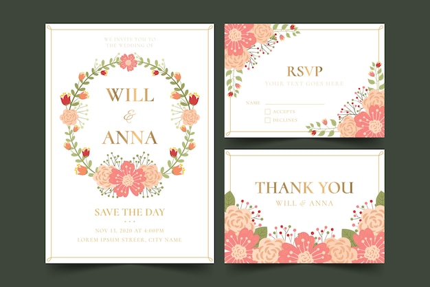 Wedding stationery with floral design