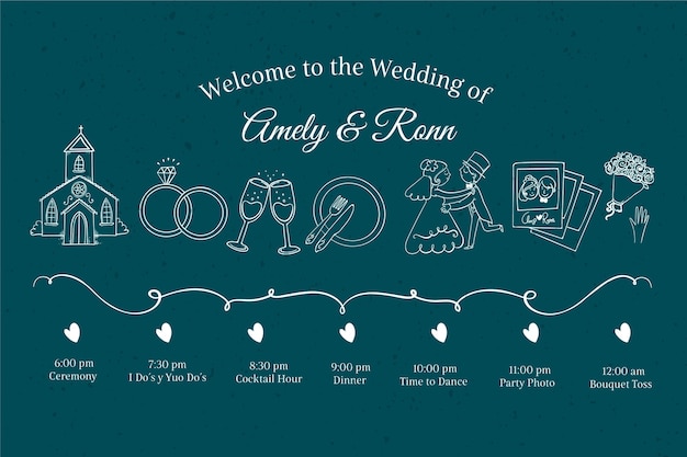 Free Vector wedding timeline in hand drawn style