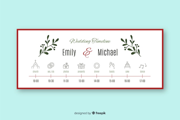 Wedding timeline in lineal style