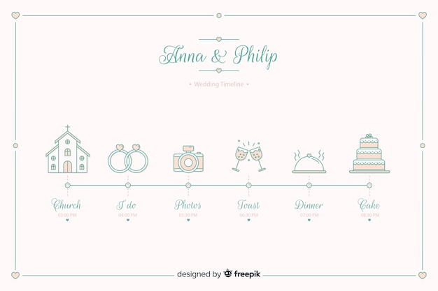 Free Vector wedding timeline in lineal style