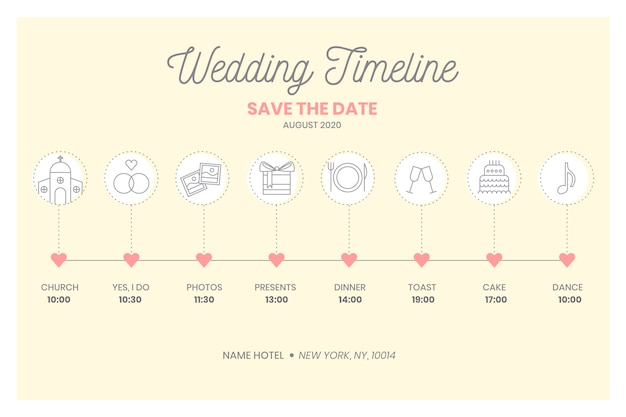 Free Vector wedding timeline in lineal style