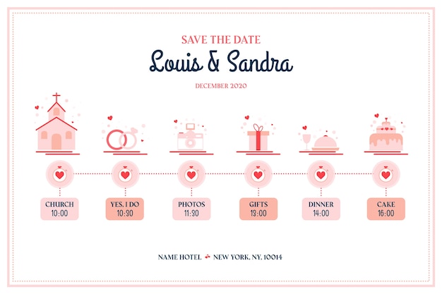 Free Vector wedding timeline in lineal style