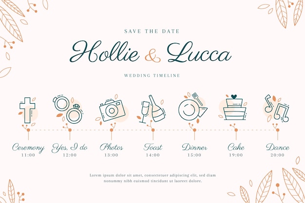 Free Vector wedding timeline in lineal style