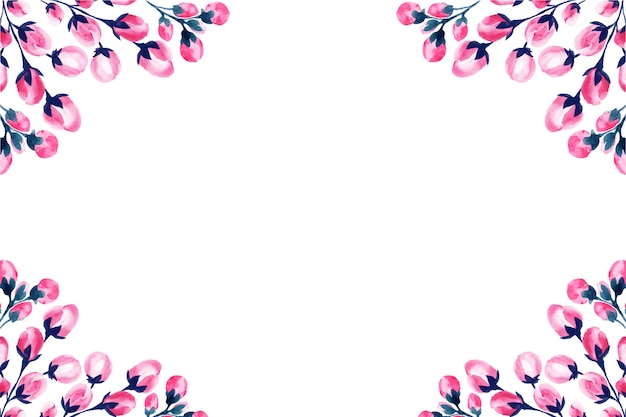 Free Vector wedding watercolor pink floral frame.